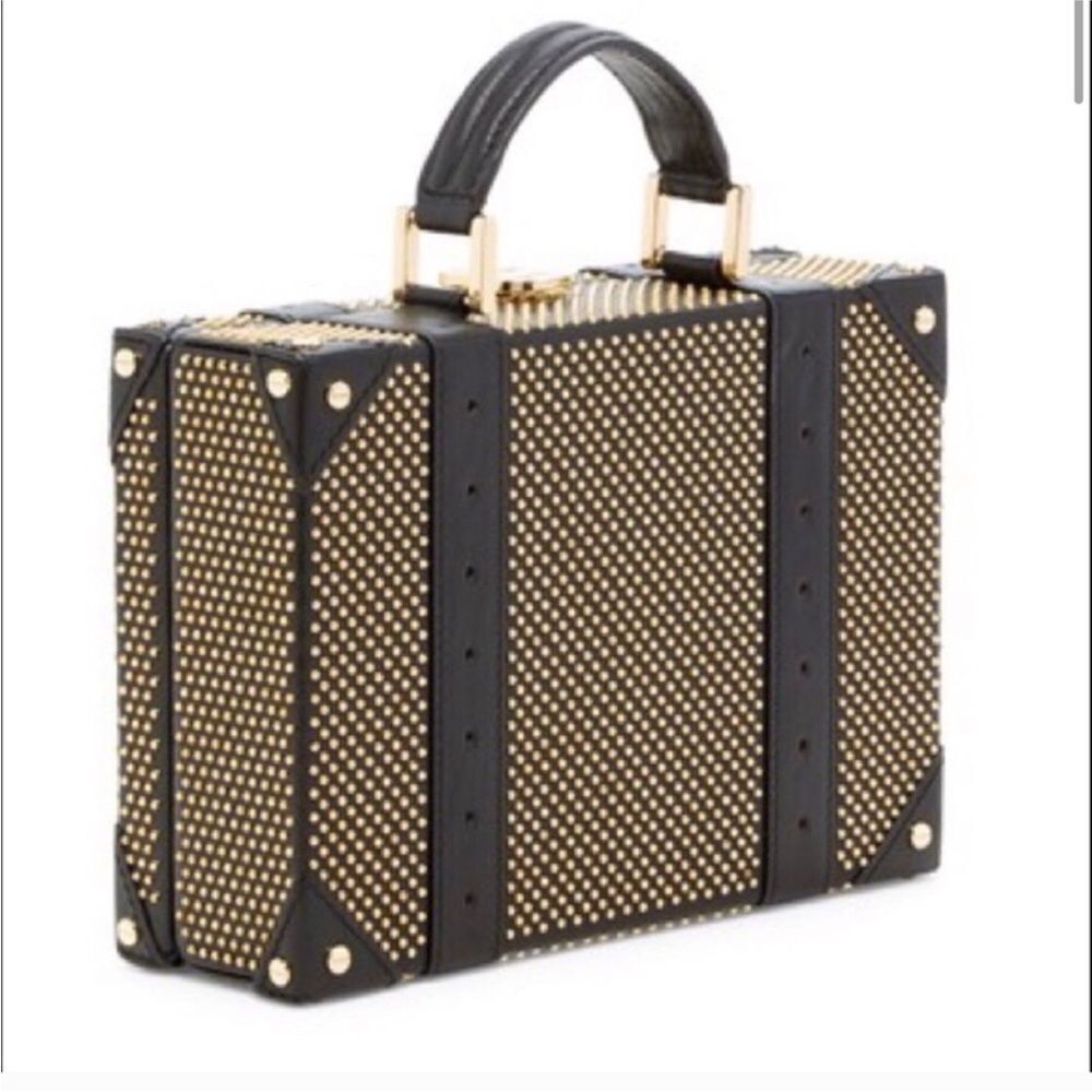 NEW Alice + Olivia Gold Studded Trunk Clutch